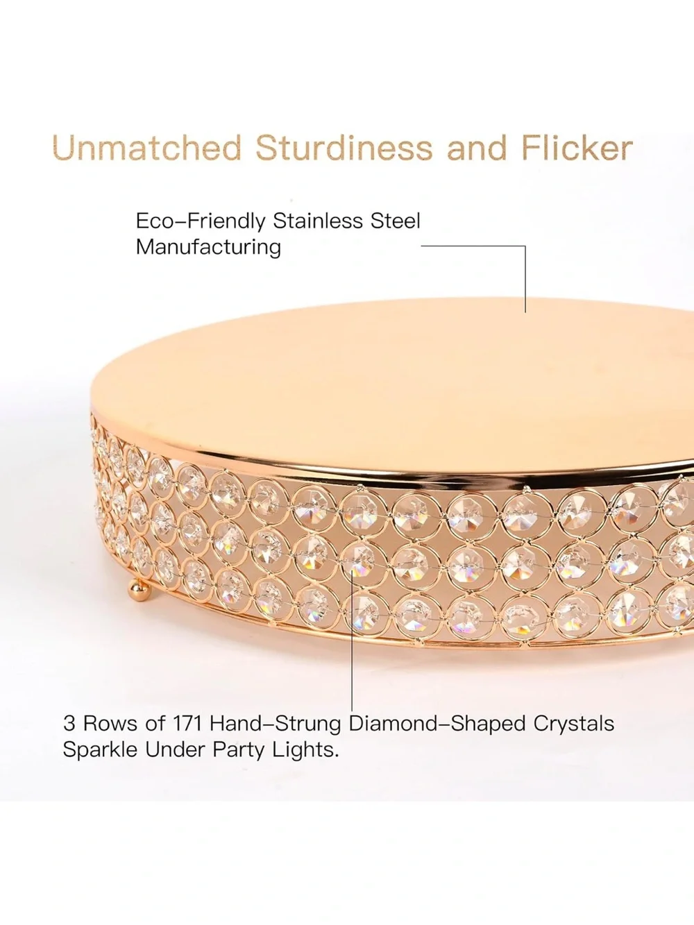 Round Rose Gold Crystal Display Stand